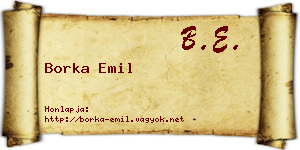 Borka Emil névjegykártya